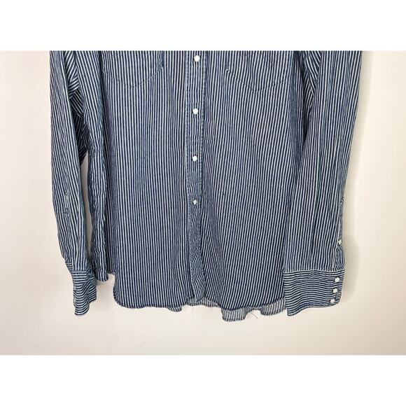 Wrangler Retro Striped Pearl Snap Western Button-Up Shirt Blue Men's XL 17 1/2 - Picture 3 of 6